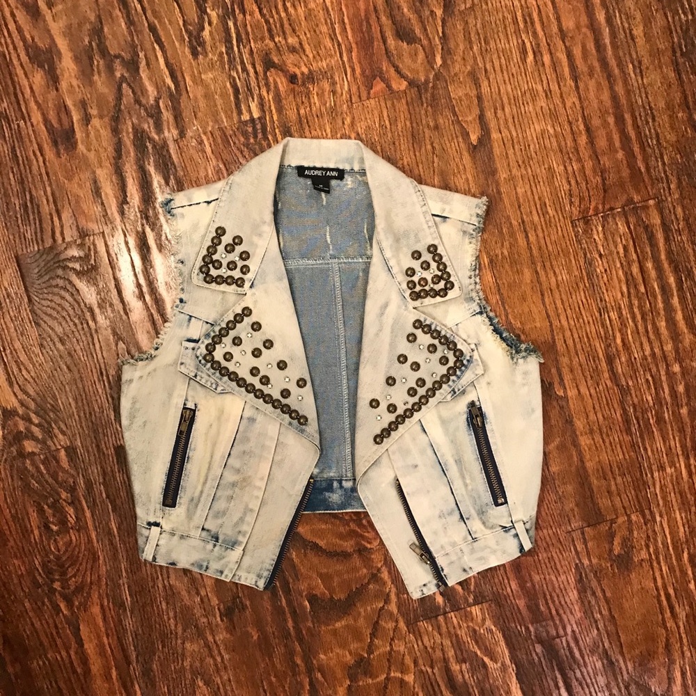 Audrey Ann Studded Denim Vest